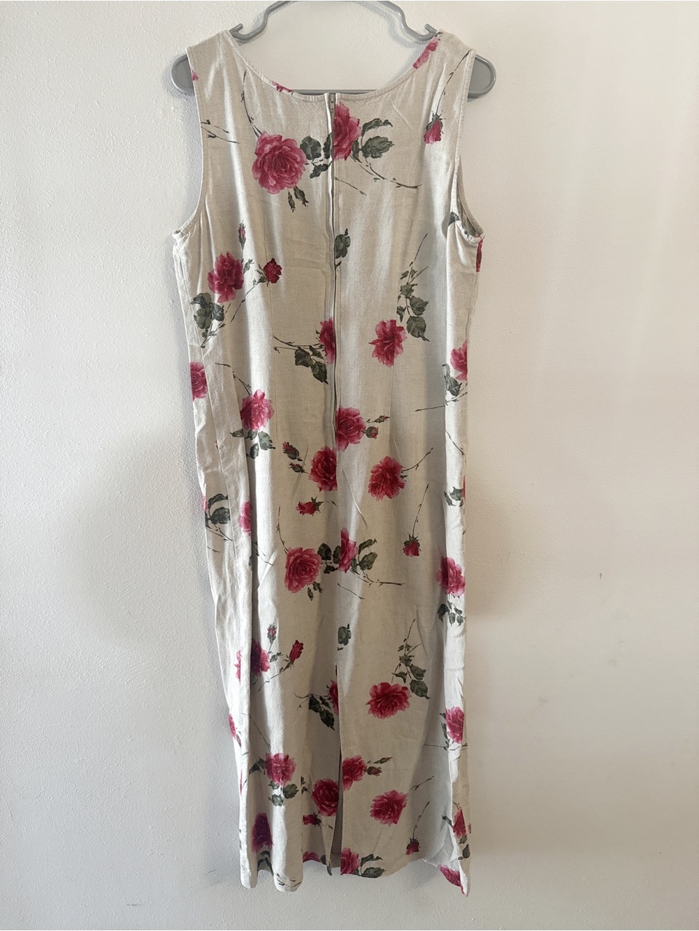 Sheri Martin New York Floral Rose Print Sleeveless Maxi Dress Linen Blend Size L - Picture 3 of 8